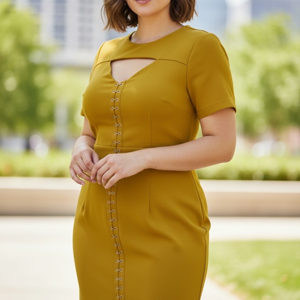 Chic Lime Dress with Button Detail